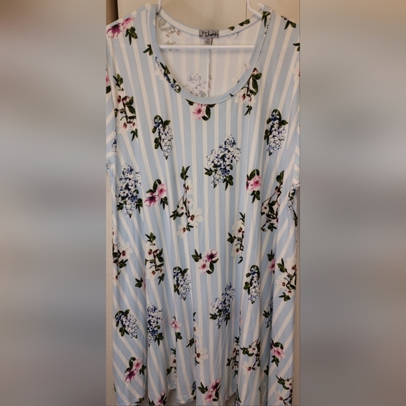 J for Justify Stripes Floral Buttery Soft Knit A-Line Dress Size 3X Boho Casual - Picture 2 of 10